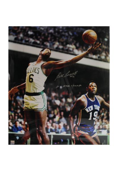 Bill Russell Signed One Hand Grabbing Rebound Vertical 20x24 Photo w/ "11x NBA Champs" Insc. (Steiner COA)